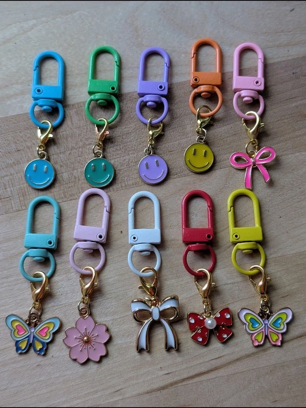 Blue Smiley Face Keychain Bag Charm